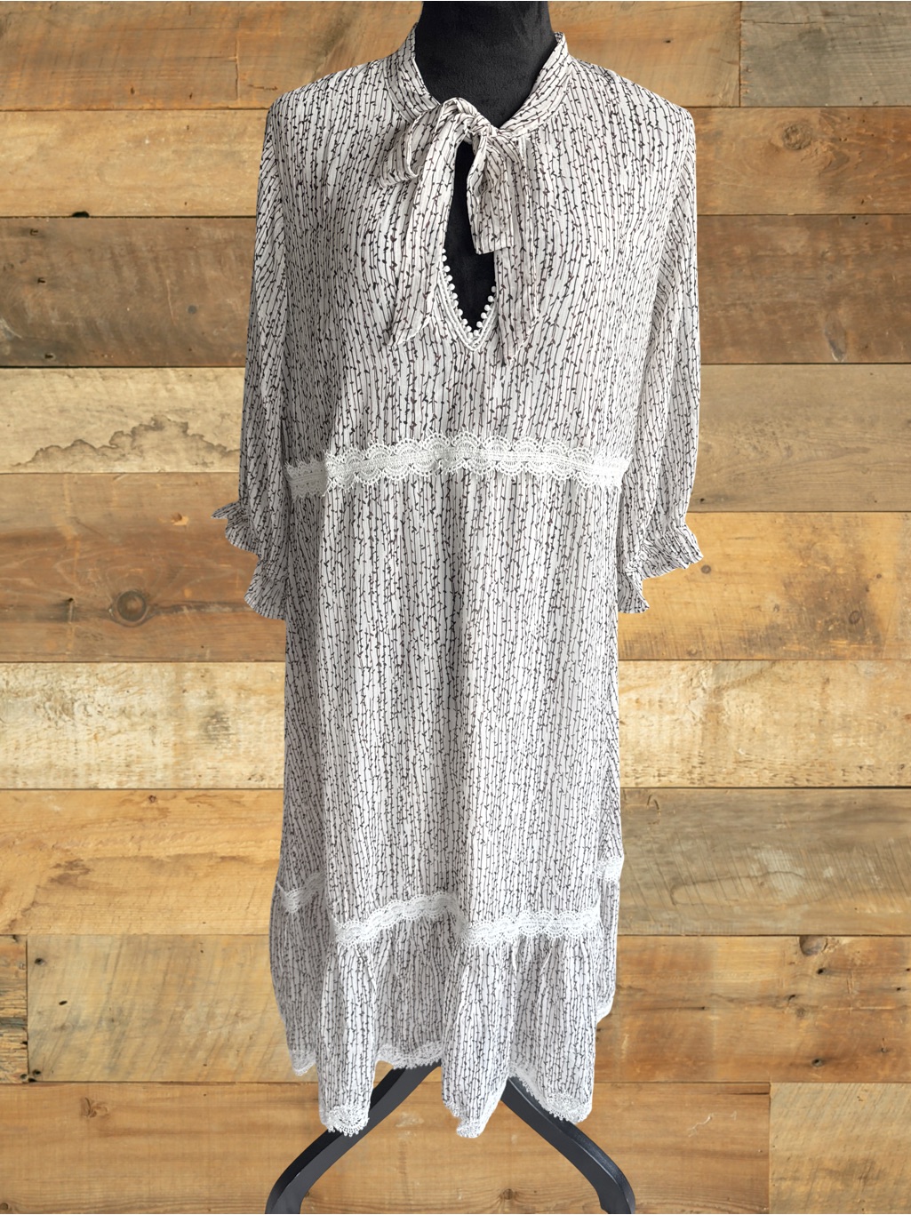 Pol White Blouse With Brown And Black Floral Stripe